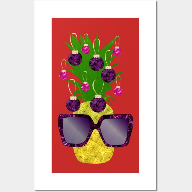 Purple Pineapple Christmas with Glasses Wall Art by calliew1217